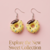 Yellow Frosted Donut Earrings — Fun 3D Sprinkle Dangle Earrings