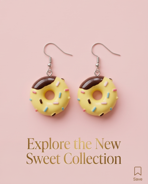 Yellow Frosted Donut Earrings — Fun 3D Sprinkle Dangle Earrings