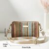 Rainbow Striped Woven Straw Crossbody Bag — Compact Zip Pouch, 21cm