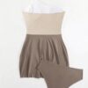 Color-Block Asymmetric Tie-Front Swim Dress Set — One-Shoulder Skirted Swimsuit