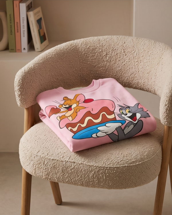 SHEIN Kids Tom & Jerry Cake Print Sweatshirt – Pink, 12Y