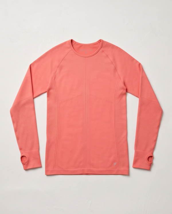 Primark Cares Coral Seamless Long Sleeve Top — Thumbhole Active Tee, Size Medium