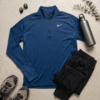 Nike Dri-FIT Quarter-Zip Pullover — Heathered Blue, Size Medium