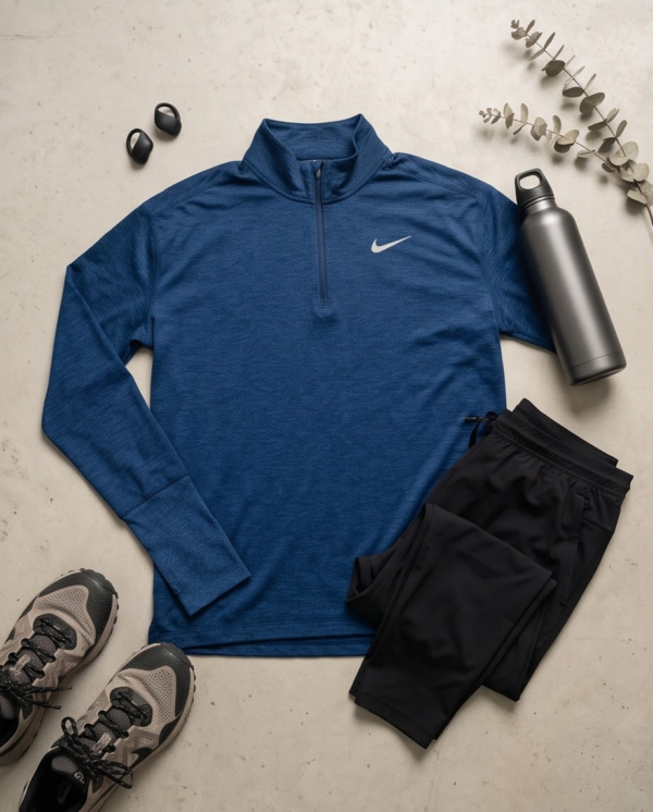 Nike Dri-FIT Quarter-Zip Pullover — Heathered Blue, Size Medium