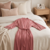 La Vie en Rose Lace-Trim Kimono Robe with Belt – Dusty Rose, L