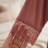 La Vie en Rose Lace-Trim Kimono Robe with Belt – Dusty Rose, L