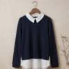 img_3529 Max Layered-Look Collared Top – Navy with White Pinstripe, XL
