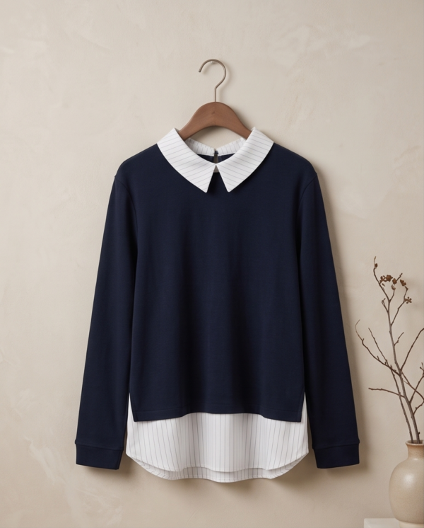 img_3529 Max Layered-Look Collared Top – Navy with White Pinstripe, XL