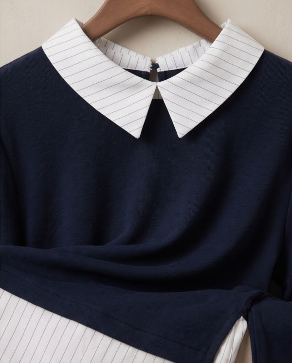 img_3530 Max Layered-Look Collared Top – Navy with White Pinstripe, XL