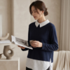 img_3531 Max Layered-Look Collared Top – Navy with White Pinstripe, XL