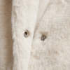 Stradivarius Faux Fur Collarless Coat – Cream/Ivory, M