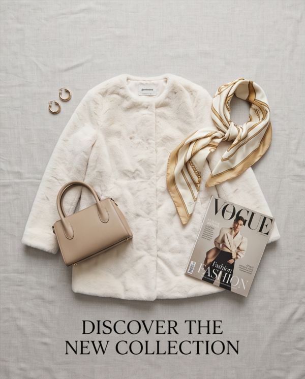 Stradivarius Faux Fur Collarless Coat – Cream/Ivory, M