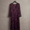 Max Paisley Print Wrap-Style Midi Dress – Black/Magenta, UK 12