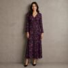 Max Paisley Print Wrap-Style Midi Dress – Black/Magenta, UK 12