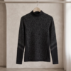Souluxe Leopard Print Seamless Mock Neck Long Sleeve Top – Black/Charcoal