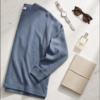 MNG (Mango) Blue Textured Pique Sweatshirt — Relaxed Crew Neck, Size M