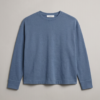 MNG (Mango) Blue Textured Pique Sweatshirt — Relaxed Crew Neck, Size M
