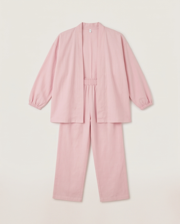 img_3620 Soft Pink Kimono-Style Open Jacket & Wide-Leg Pants Set – 2 Pieces, XL