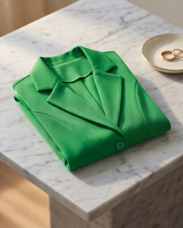 SHEIN Green Single-Breasted Blazer – Emerald Green