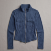 img_3896 Fitted Ribbed Zip-Up Jacket with Chest Pockets – Navy Blue, S