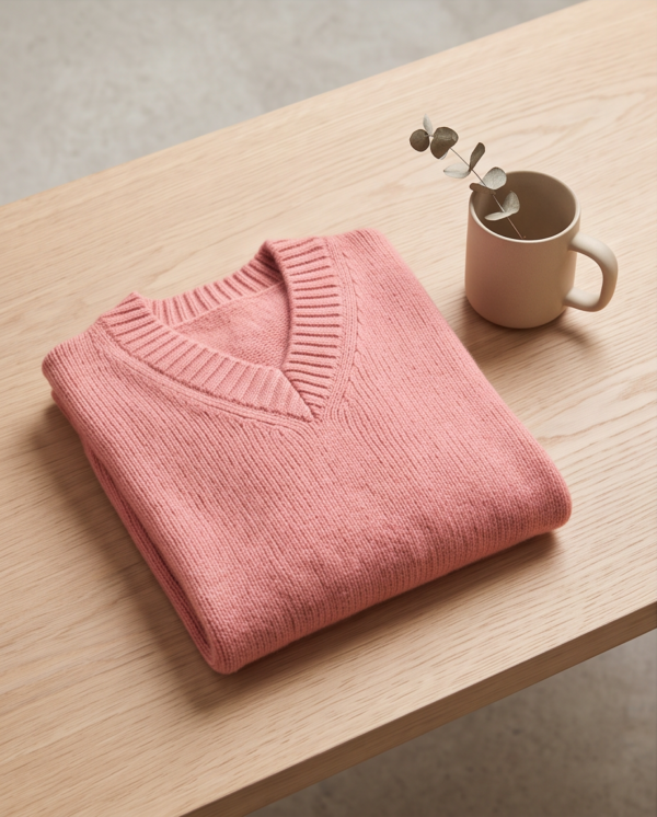 Primark V-Neck Knit Sweater – Dusty Pink, S