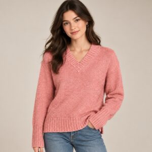 Primark V-Neck Knit Sweater – Dusty Pink, S