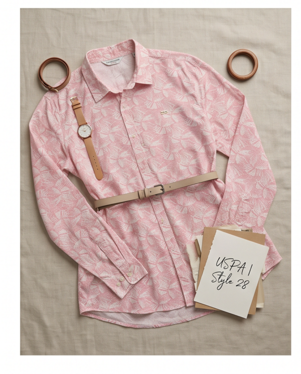 U.S. Polo Assn. Floral Print Button-Up Shirt – Pink/White