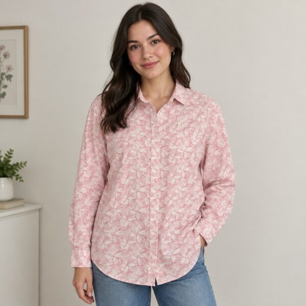 U.S. Polo Assn. Floral Print Button-Up Shirt – Pink/White