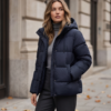 Zara Hooded Puffer Jacket – Navy Blue, 14-16Y (Women's M)