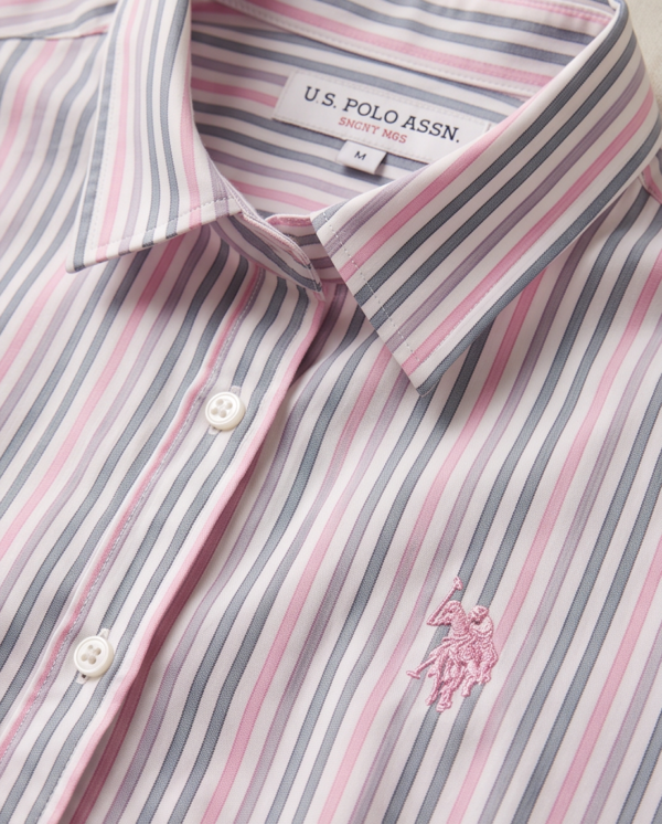 img_3966 U.S. Polo Assn. Striped Button-Up Shirt – Pink/Grey/White