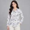 U.S. Polo Assn. Botanical Print Button-Up Shirt – White/Navy Blue