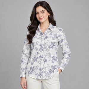 img_3979 U.S. Polo Assn. Botanical Print Button-Up Shirt – White/Navy Blue