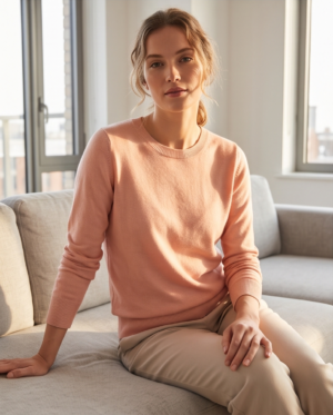 Primark Crew Neck Knit Sweater – Soft Peach Pink, M
