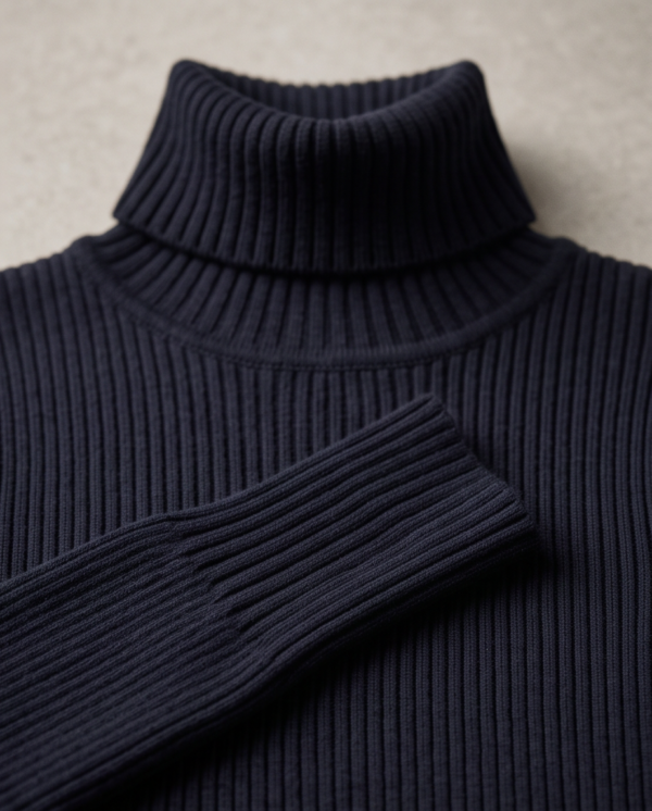 Zara Woman Studio Ribbed Turtleneck Knit Dress – Navy Blue, M/L