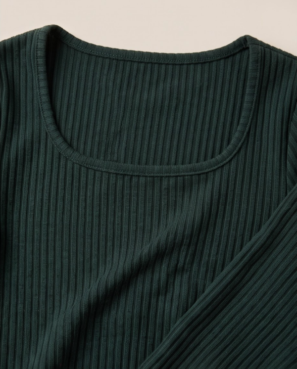Old Navy Ribbed Knit Fit-and-Flare Dress – Forest Green, S
