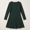 Old Navy Ribbed Knit Fit-and-Flare Dress – Forest Green, S