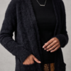 Primark Fluffy Knit Longline Cardigan with Pockets – Black, S