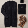 Primark Fluffy Knit Longline Cardigan with Pockets – Black, S