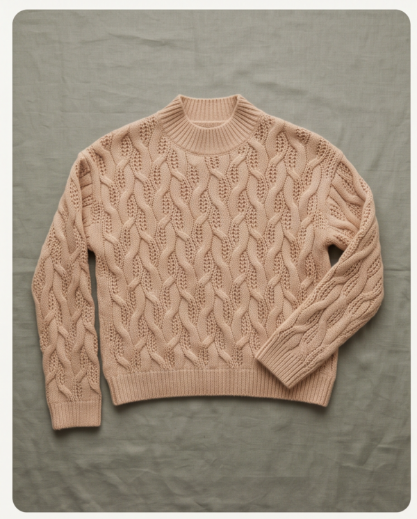 Primark Cable Knit Mock Neck Sweater – Beige/Cream, XS