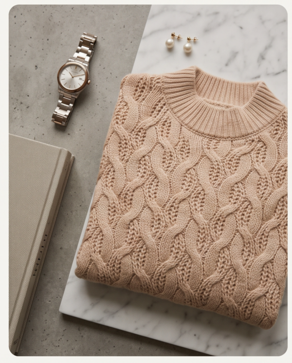 Primark Cable Knit Mock Neck Sweater – Beige/Cream, XS