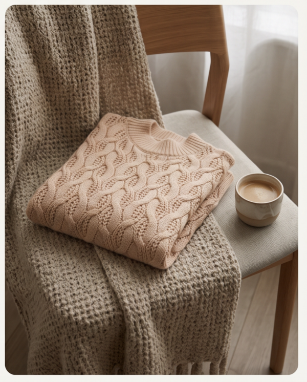 Primark Cable Knit Mock Neck Sweater – Beige/Cream, XS