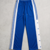 SHEIN Wide-Leg Track Pants with Snap-Button Sides – Royal Blue/White, M