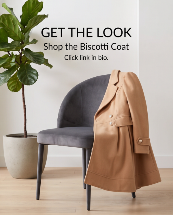 SHEIN Fit-and-Flare Coat with Gold Buttons – Camel, M