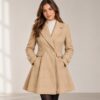 SHEIN Fit-and-Flare Coat with Gold Buttons – Camel, M