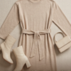 Papaya Belted Knit Midi Dress – Beige/Oatmeal, Size 12