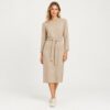 Papaya Belted Knit Midi Dress – Beige/Oatmeal, Size 12