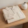 H&M Kids Half-Zip Knit Sweater with Collar – Cream, 10-12Y