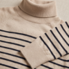 Primark Striped Turtleneck Knit Sweater – Beige/Navy, S
