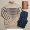 Primark Striped Turtleneck Knit Sweater – Beige/Navy, S