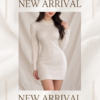 H&M Pearl-Embellished Knit Mini Dress – Cream, XS